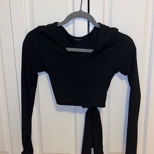 Boohoo black going out top